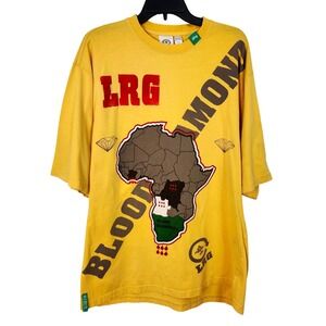 LRG Lifted Research Group Tee Shirt XXXL Yellow Africa Blood Diamond Map Graphic